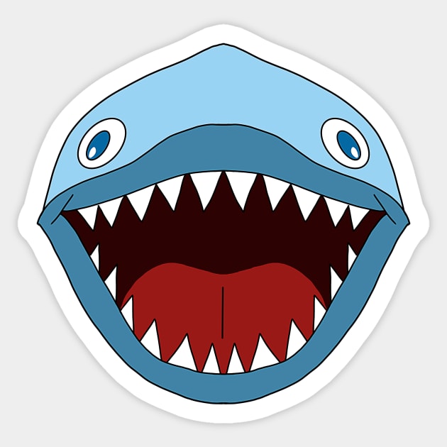 Cartoon Blue Shark Jaw with Sharp Teeth Sticker by galaxieartshop